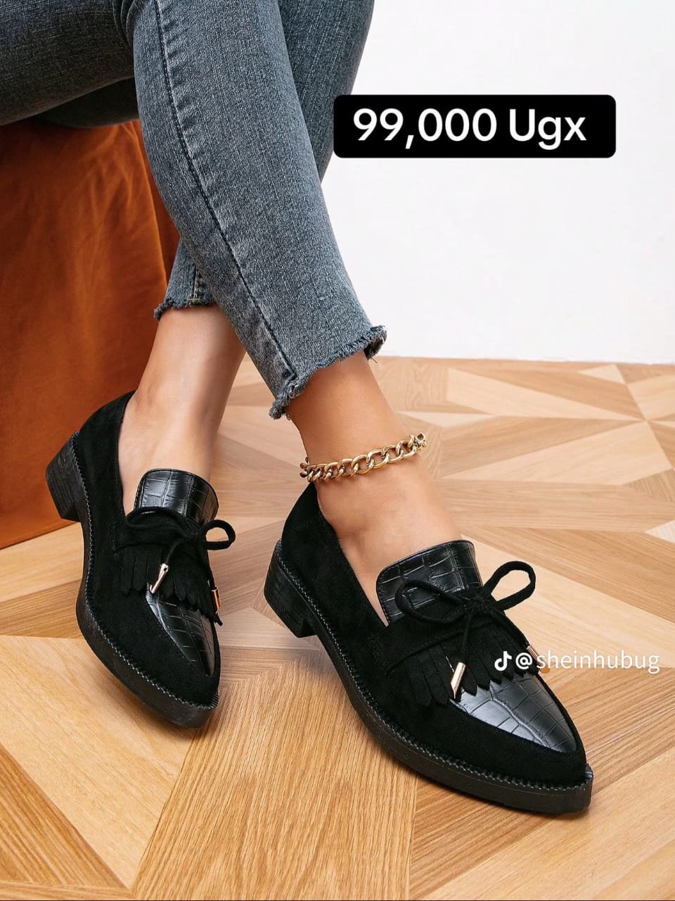 black, flat, slip-on loafers