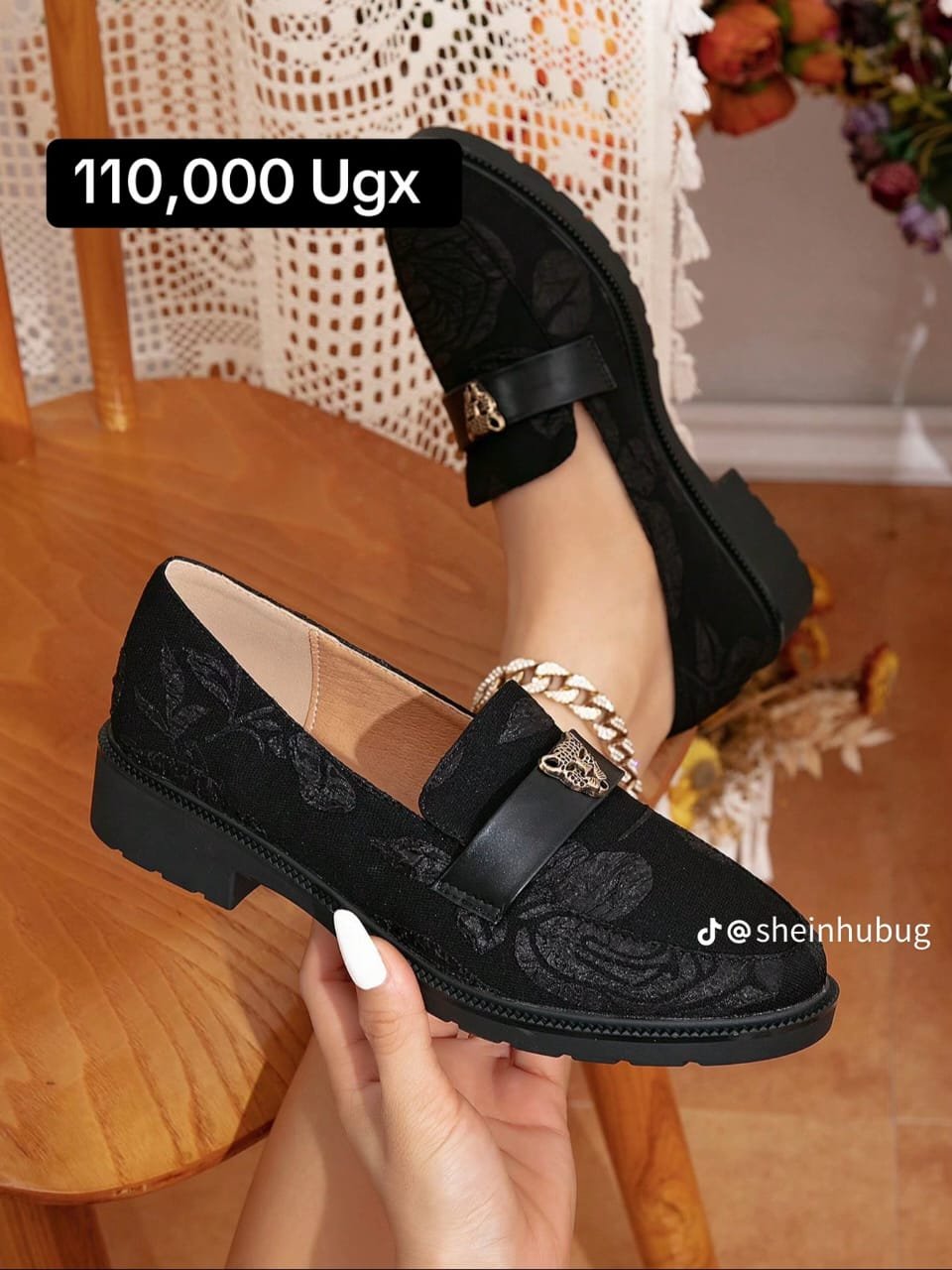 black, flat, slip-on loafers