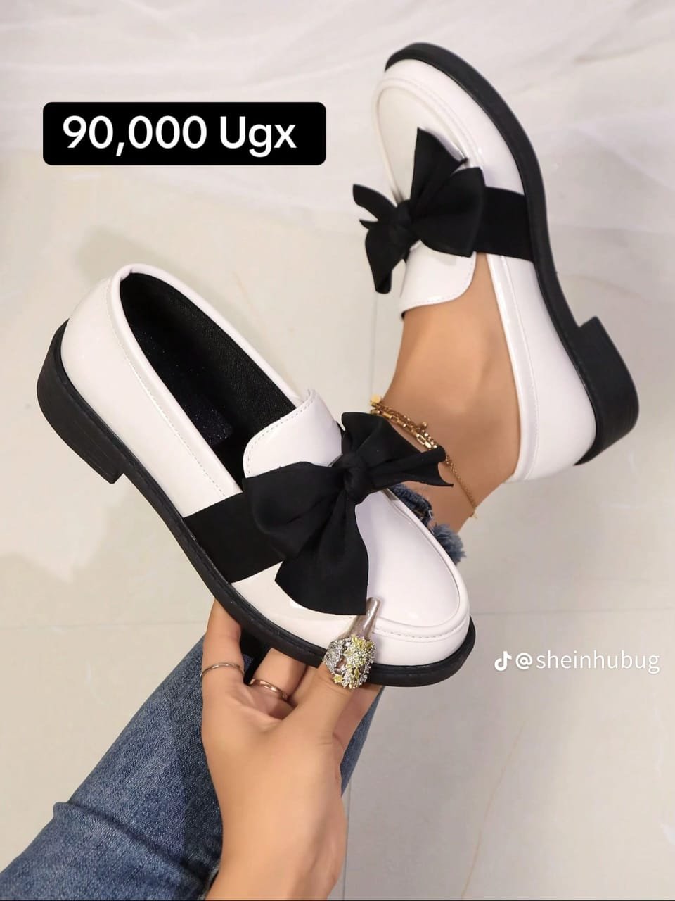 White flat, slip-on loafers