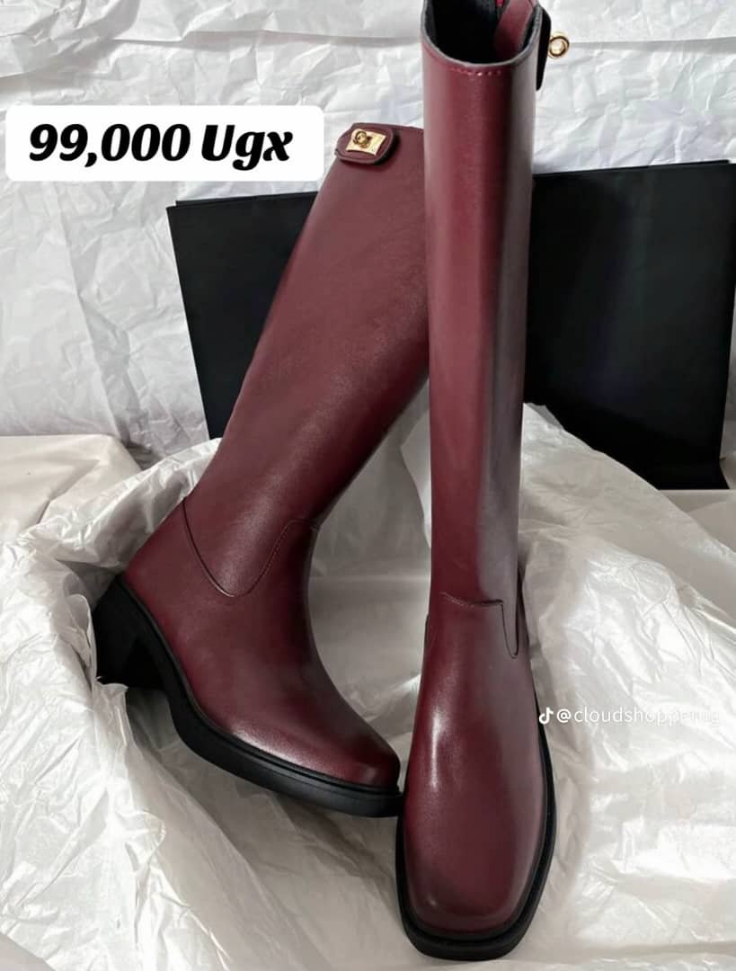 burgundy knee-high