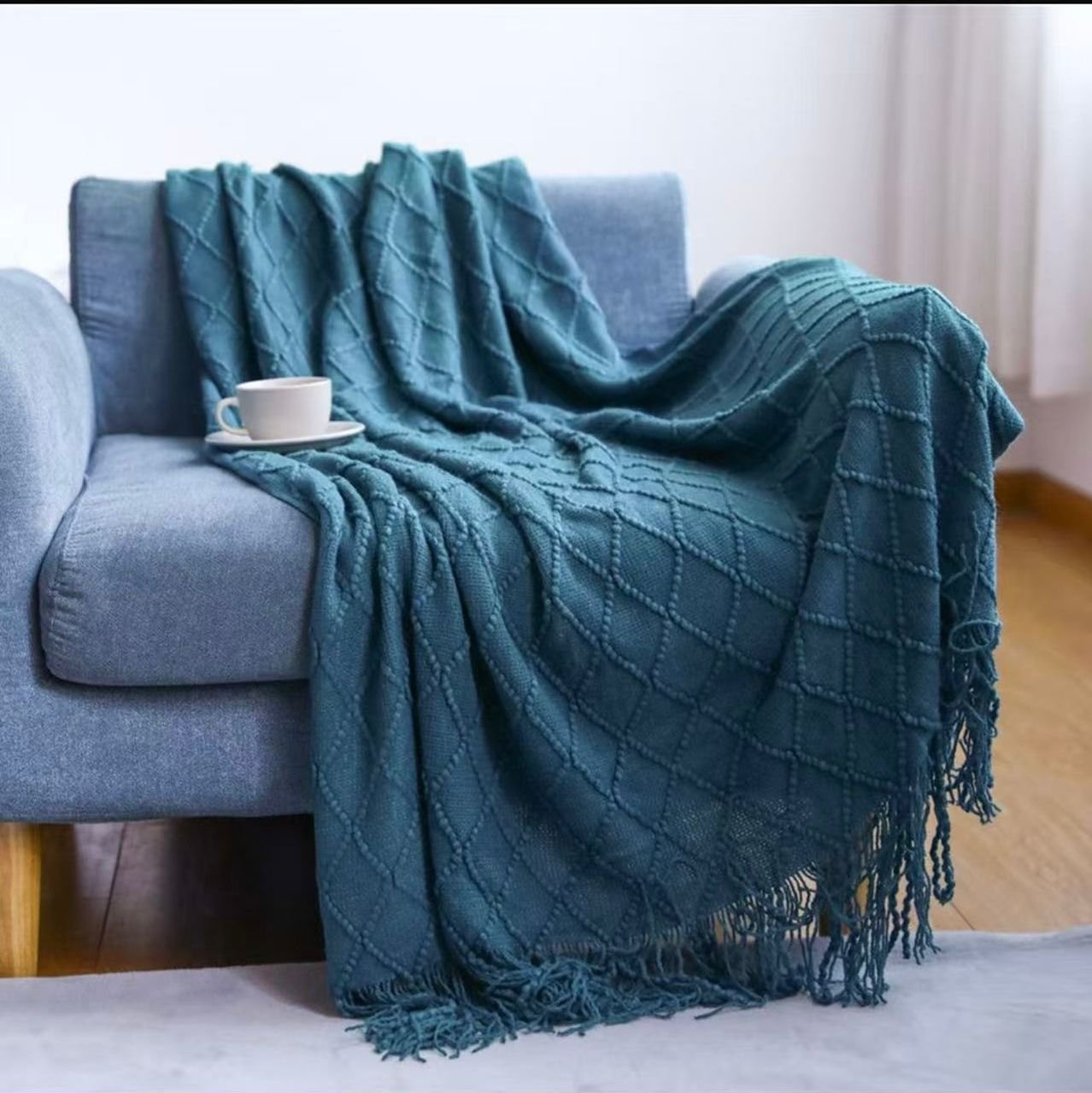 blue chenille blanket
