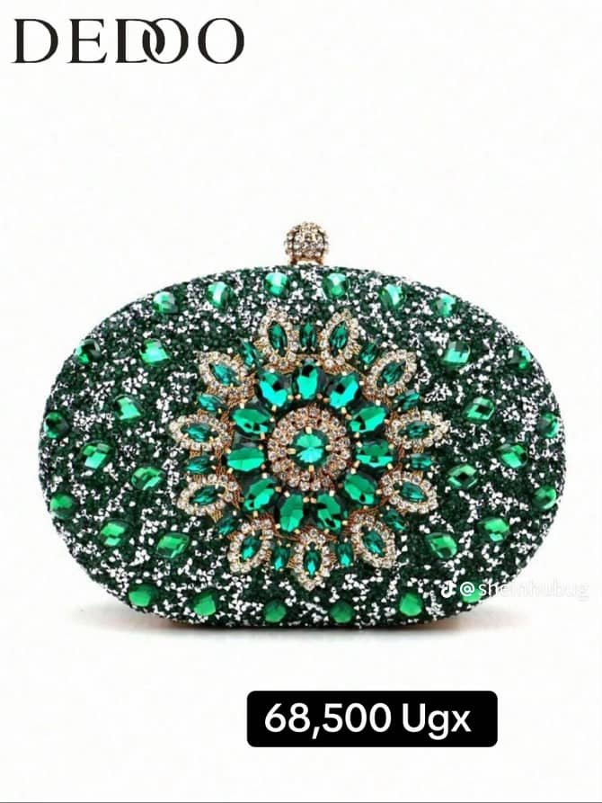 Green crystal evening clutch