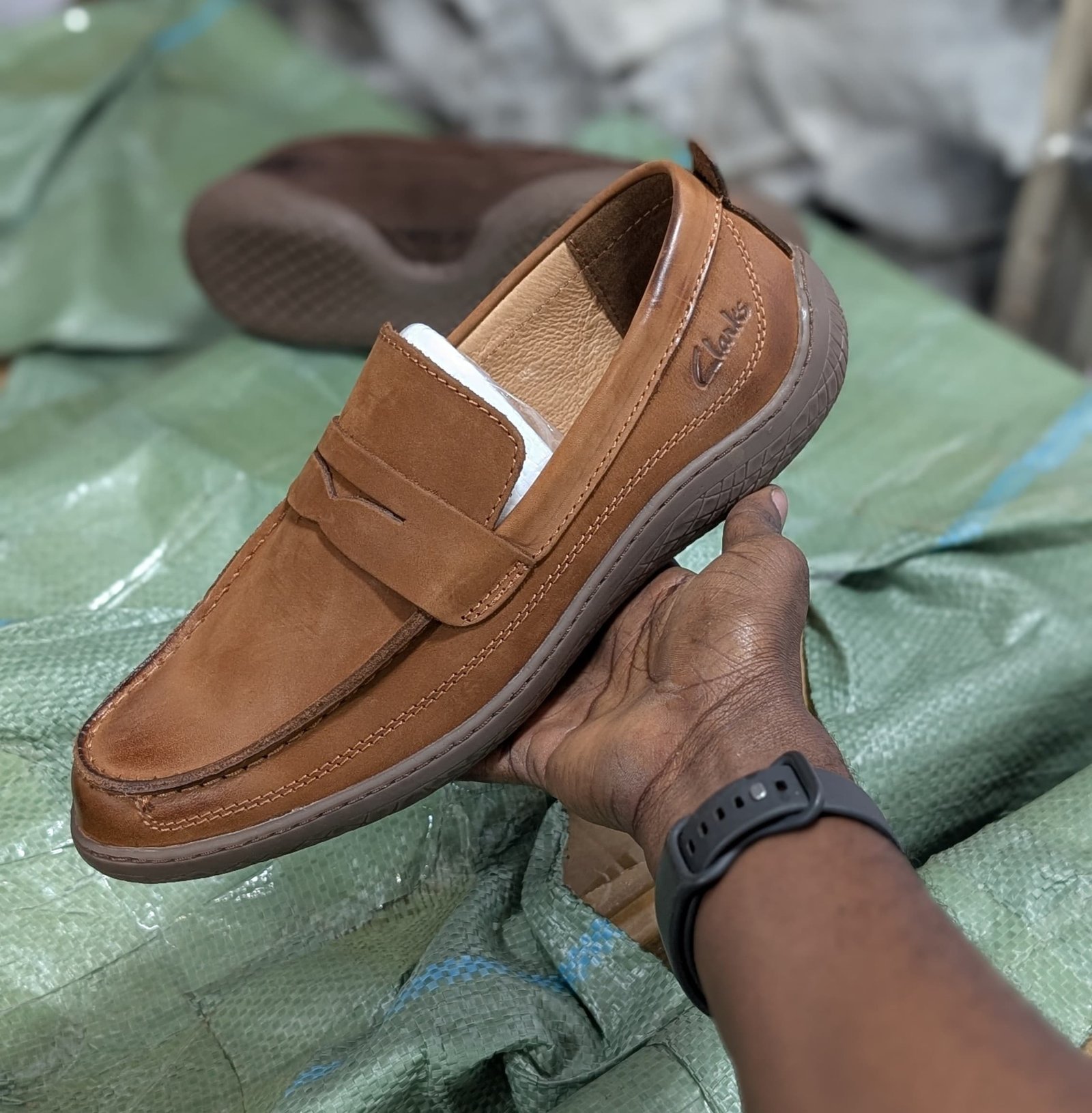 brown leather loafer