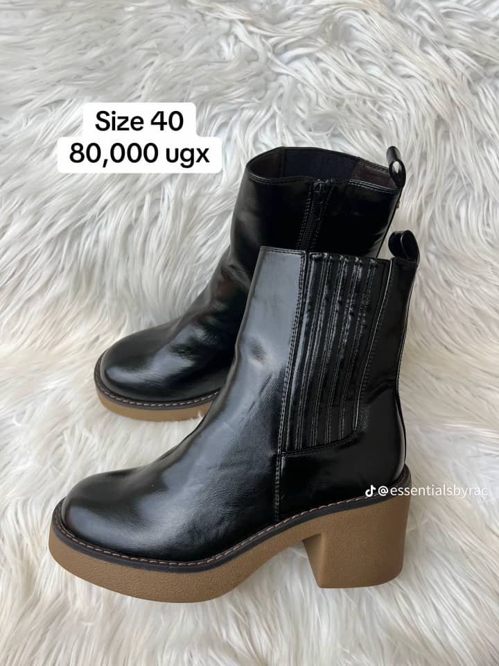 black, chunky block-heeled ankle boots