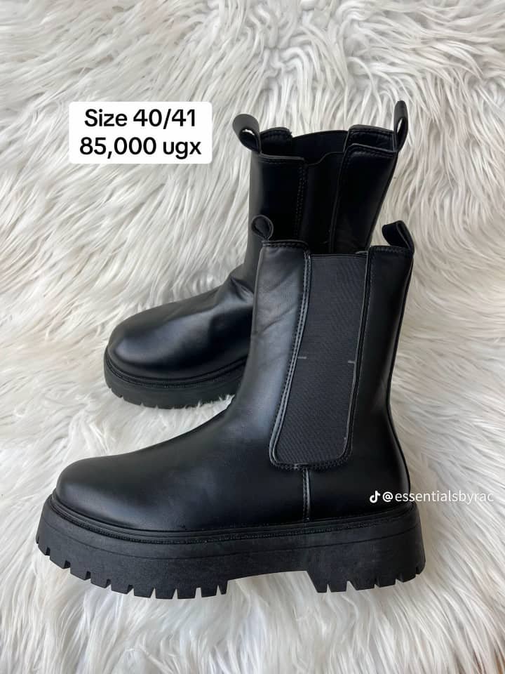 black, chunky Chelsea ankle boots