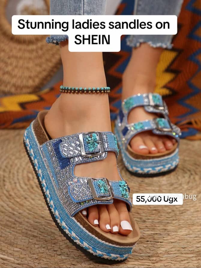 LADIES SHINING SLIP-ON SANDALS