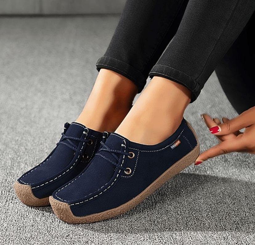 women’s navy blue casual slip-on shoes
