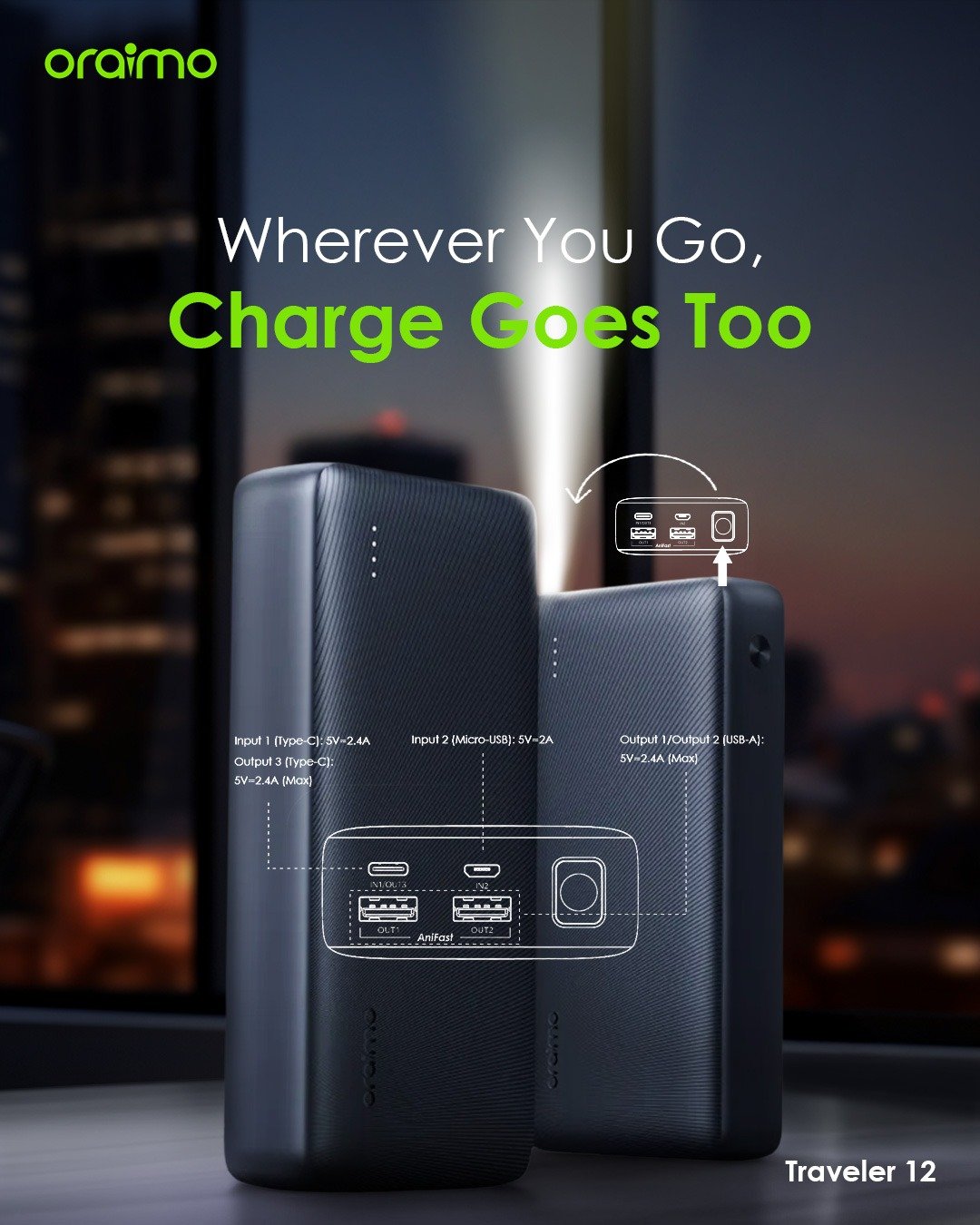 Oraimo Traveler 12 power bank.