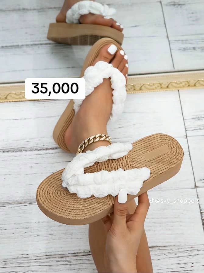 Verdusa Women’s Puff Strap Braided Thong Flat Sandals