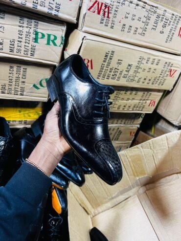 black leather shoe