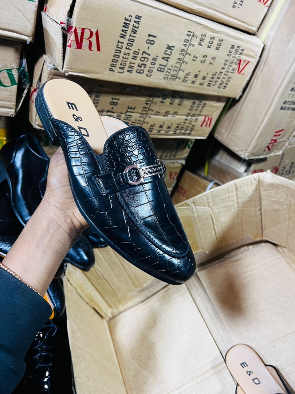 black mule-style shoe