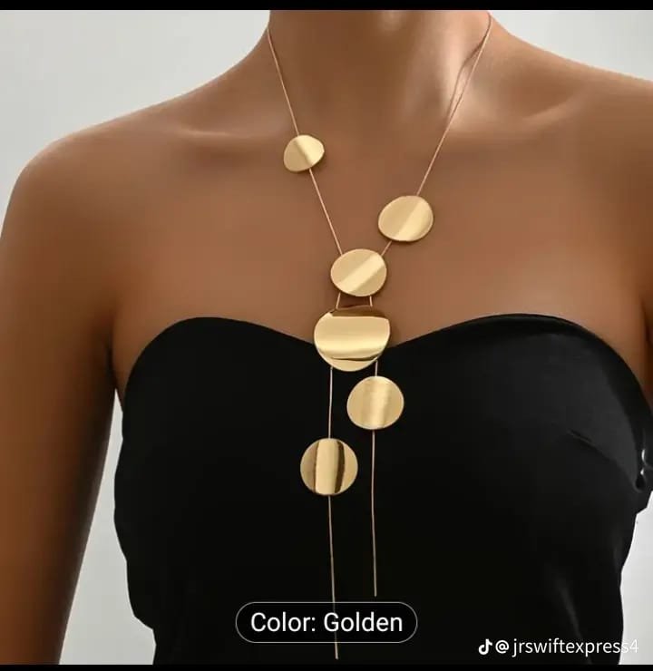 long, Y-shaped golden necklace