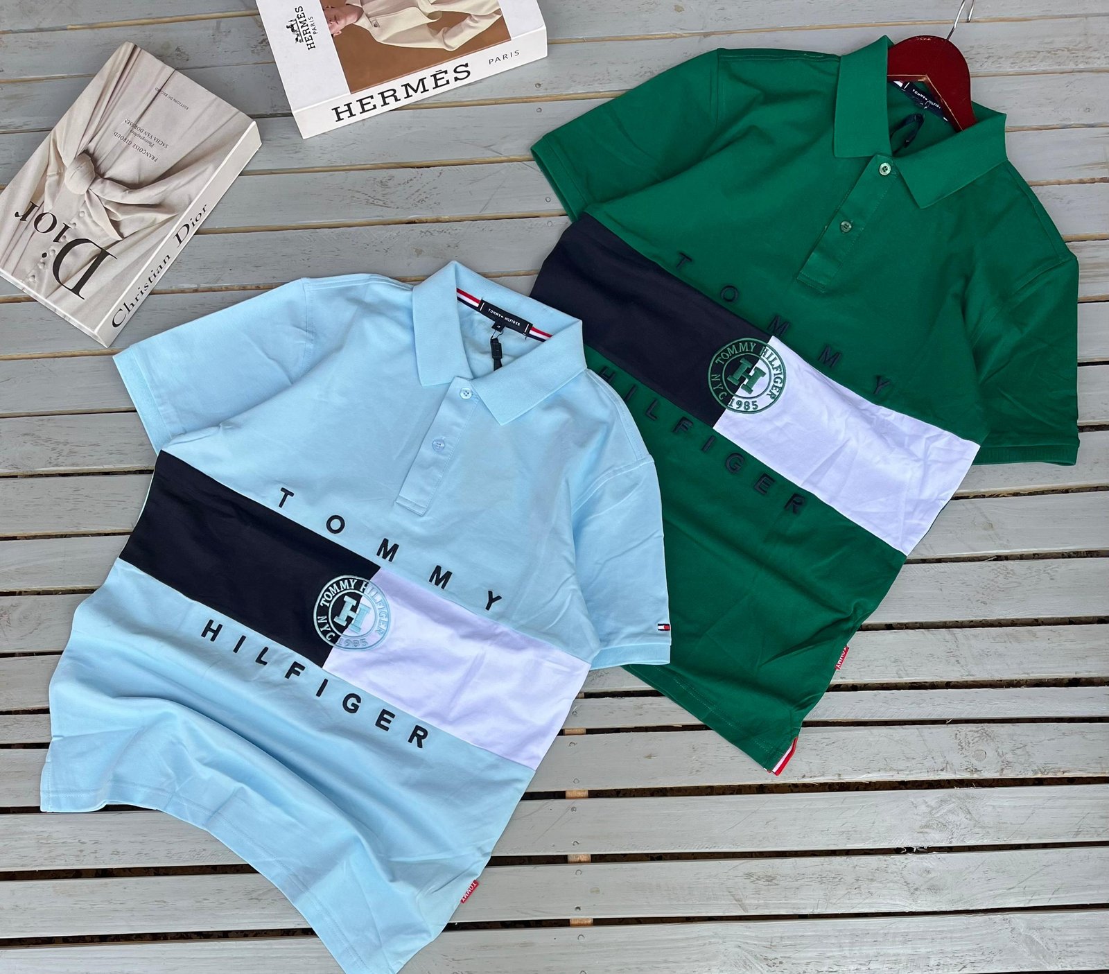 short-sleeved Tommy Hilfiger polo shirts,
