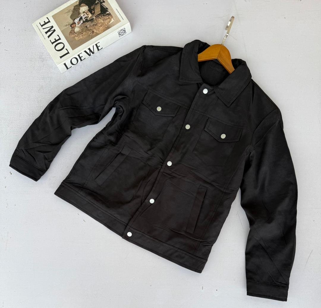 men’s black button-up jacket