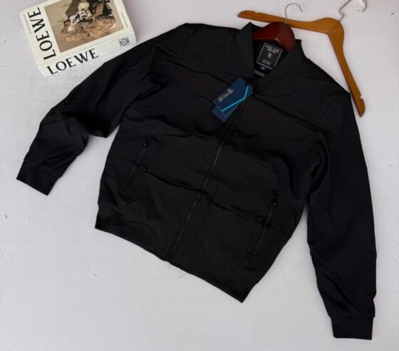 black button-up jacket,