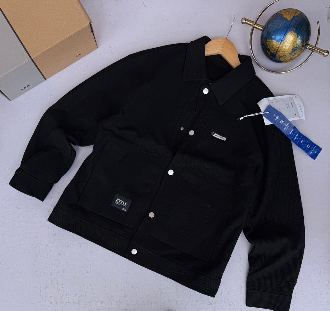 black workwear-style jacket,