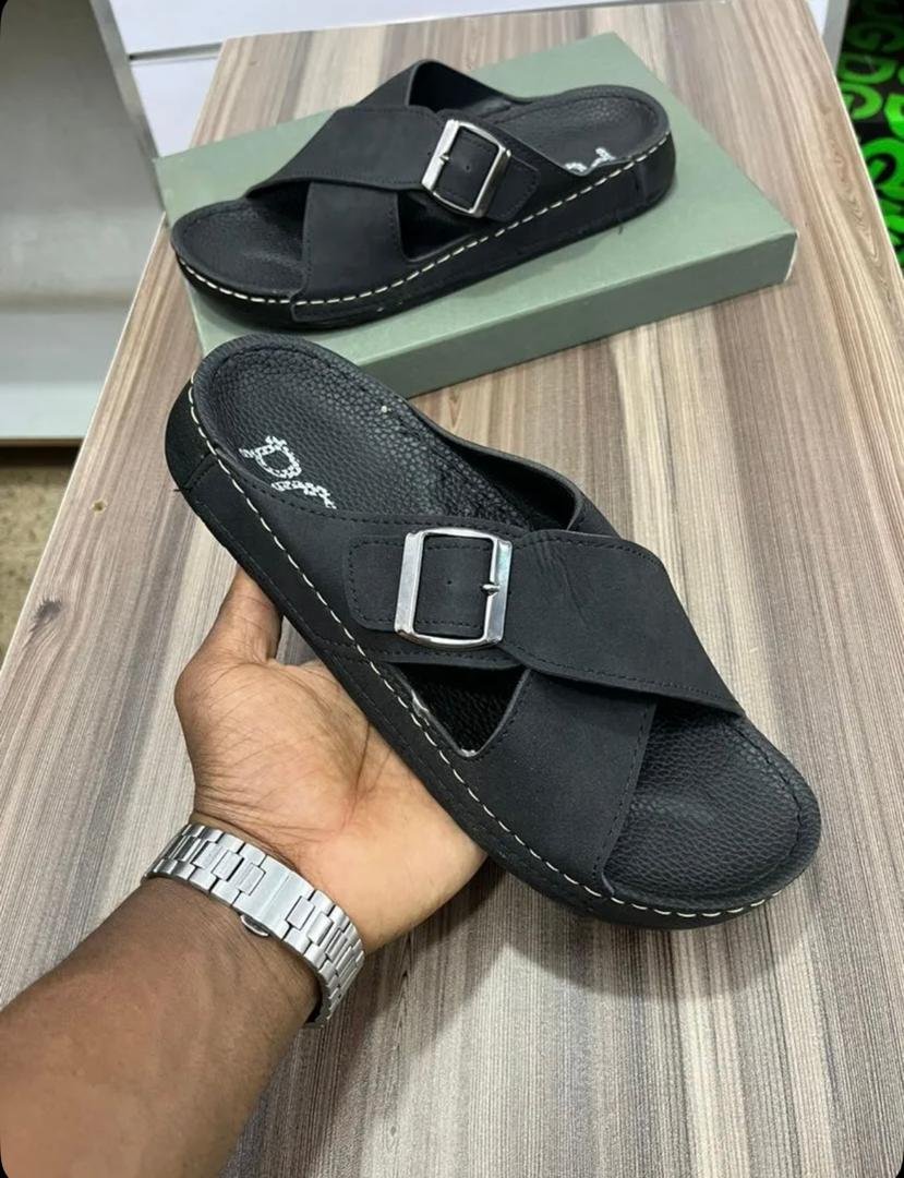 black men’s slip-on sandals