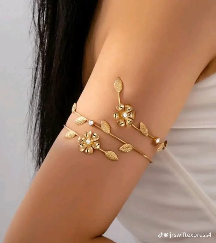gold floral arm cuff