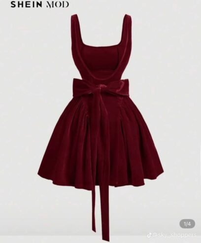 DEEP RED DRESS WITH LARGE BOW AT THE BACK