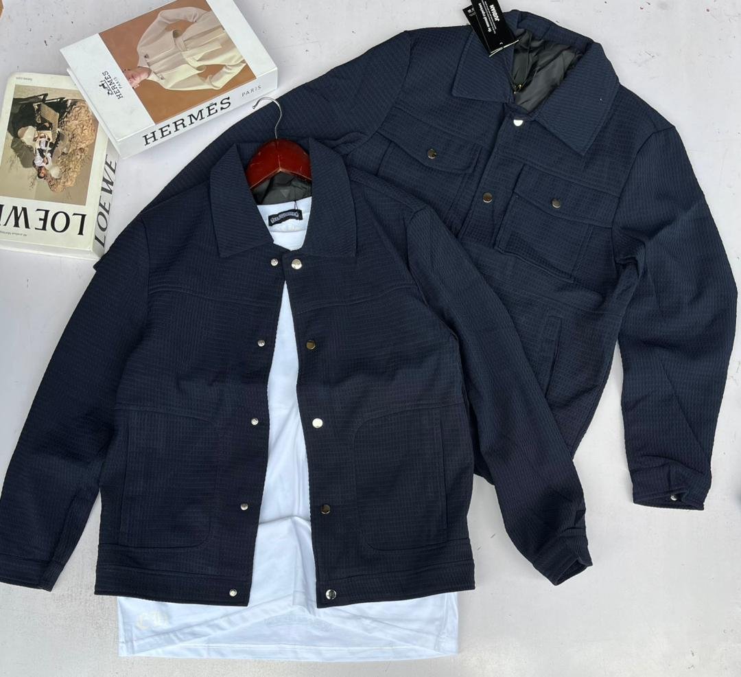 men’s dark blue shackets