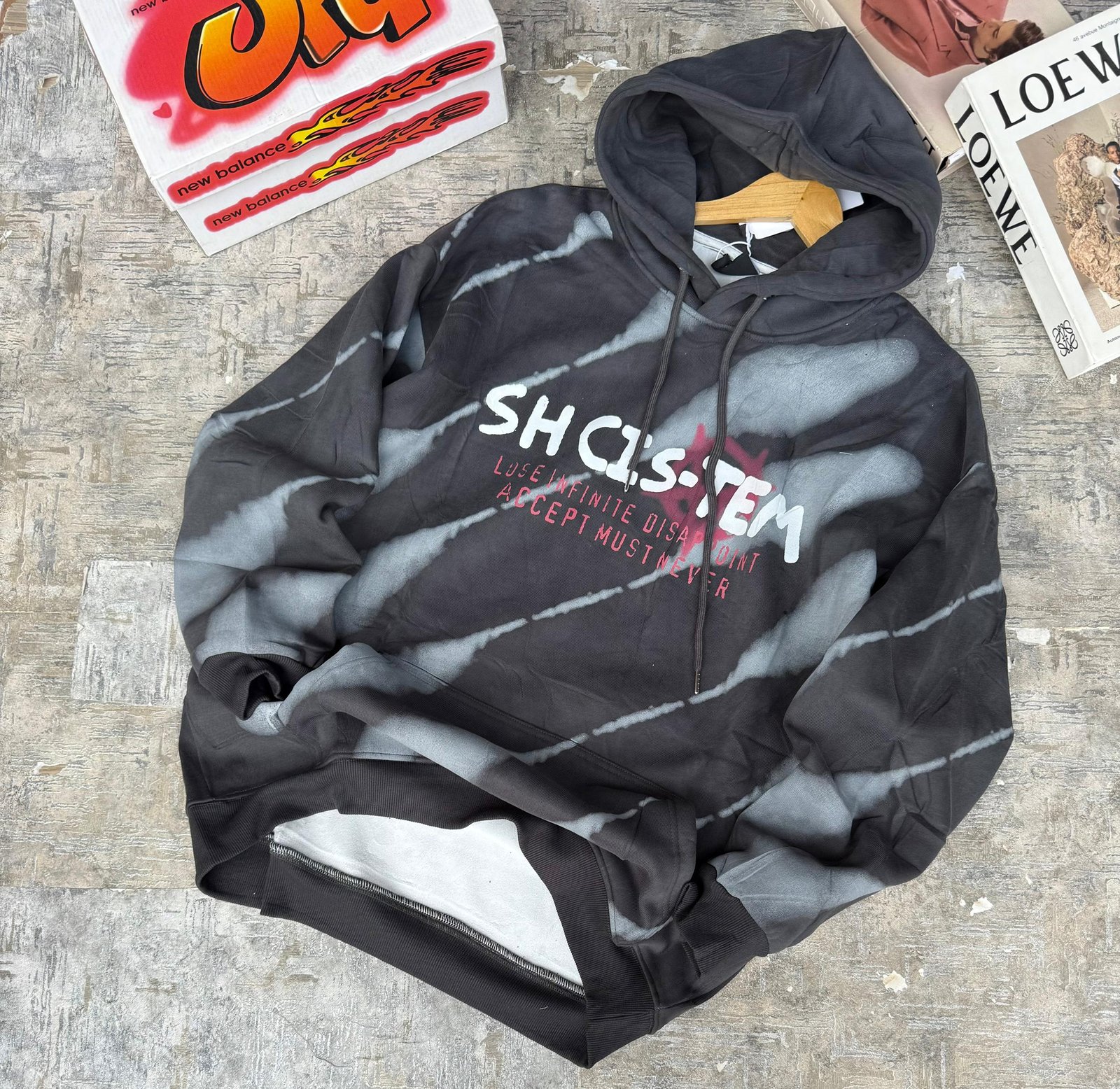 tie-dye or acid-wash hoodie