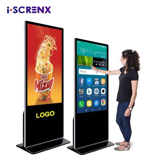 vertical, floor-standing digital signage