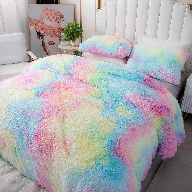 shaggy, faux-fur duvet cover set