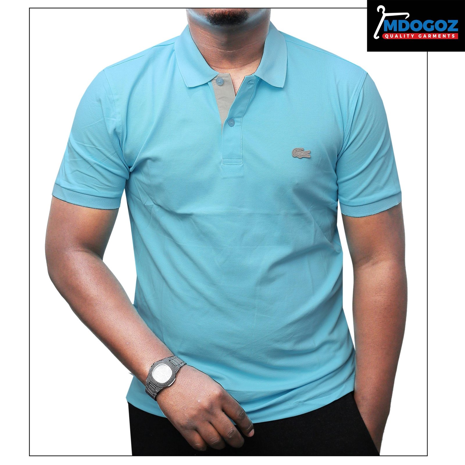 MDOGOZ Men’s Light Blue Polo Shirt