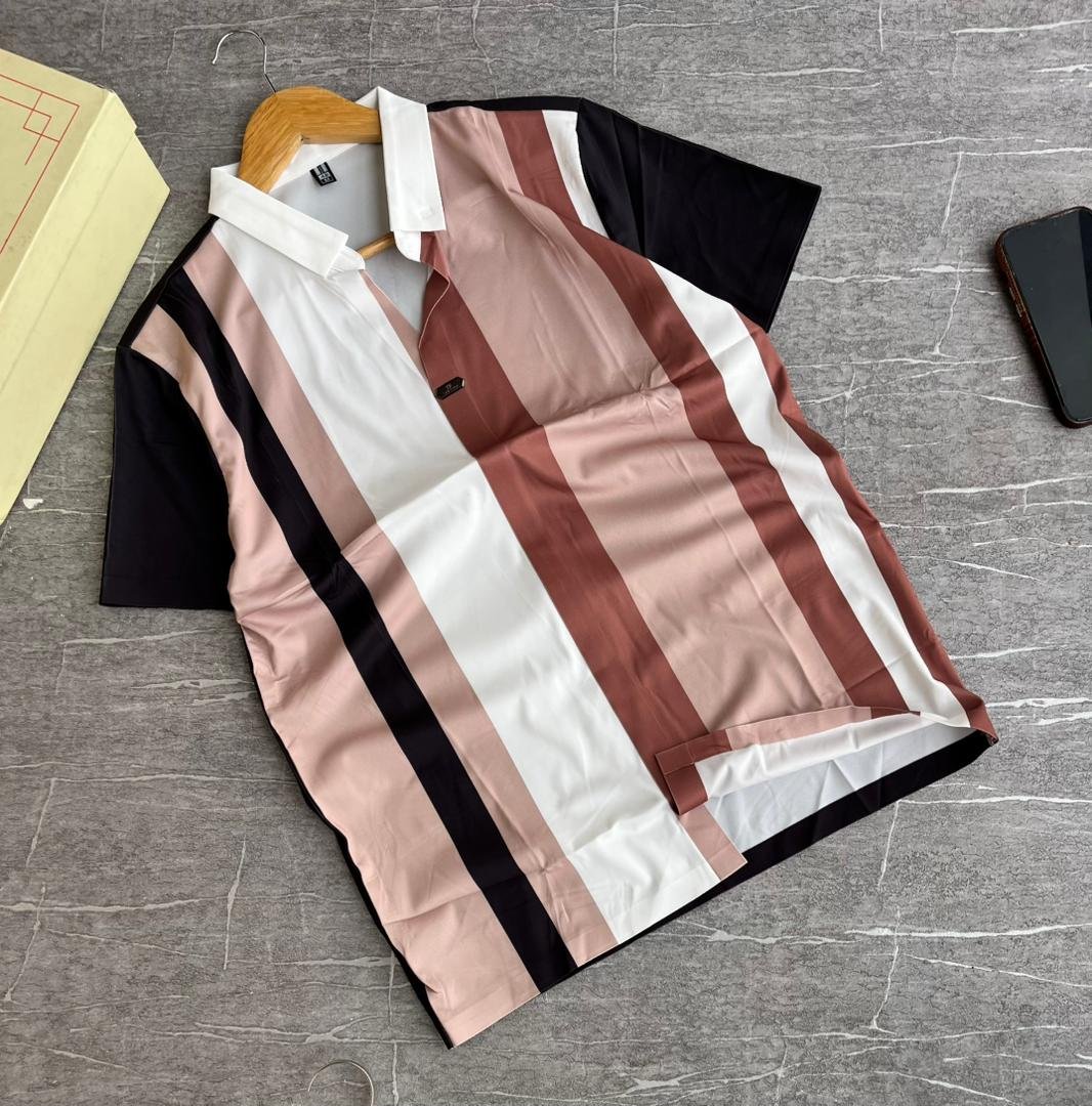 Men’s Color-Block Striped Polo Shirt