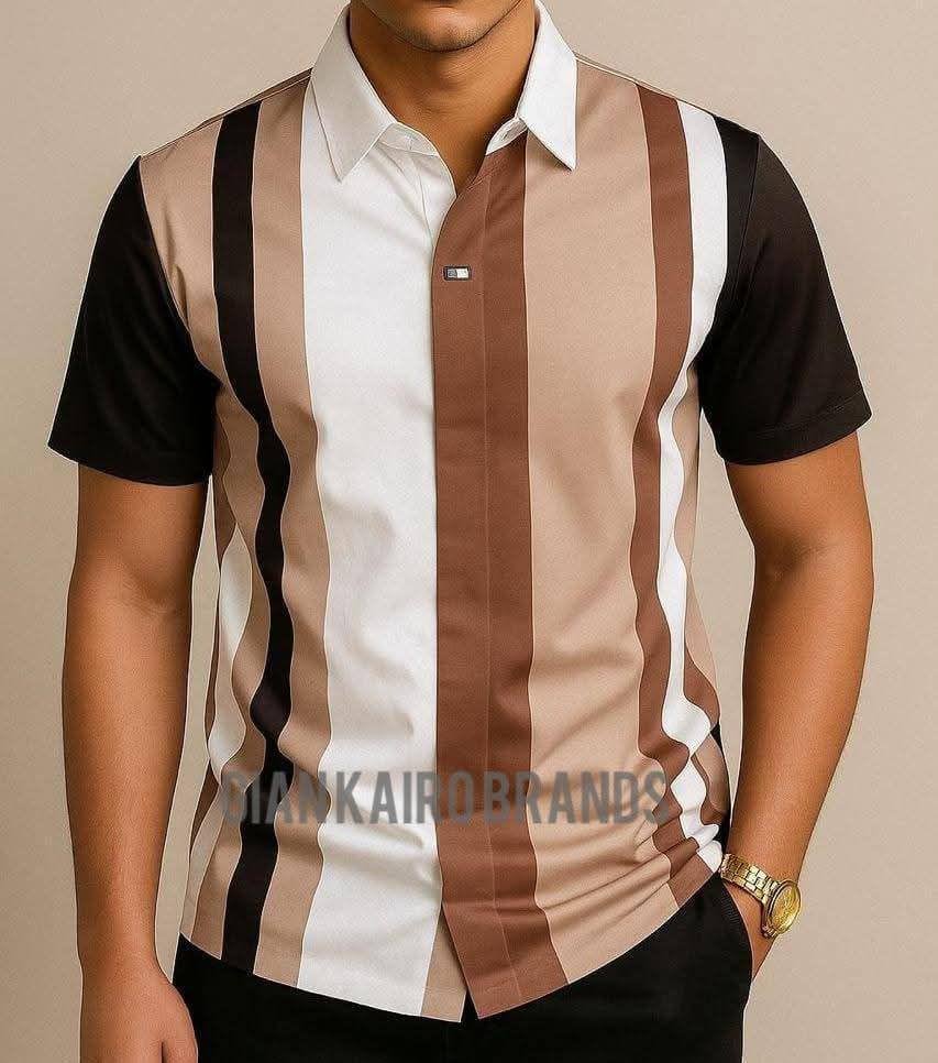 MANKAIRO BRANDS Men’s Vertical Striped Polo Shirt