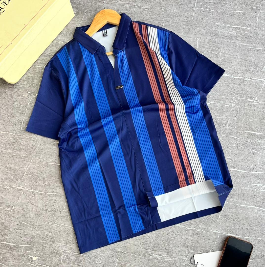 Men’s Multi-Blue Striped Polo Shirt