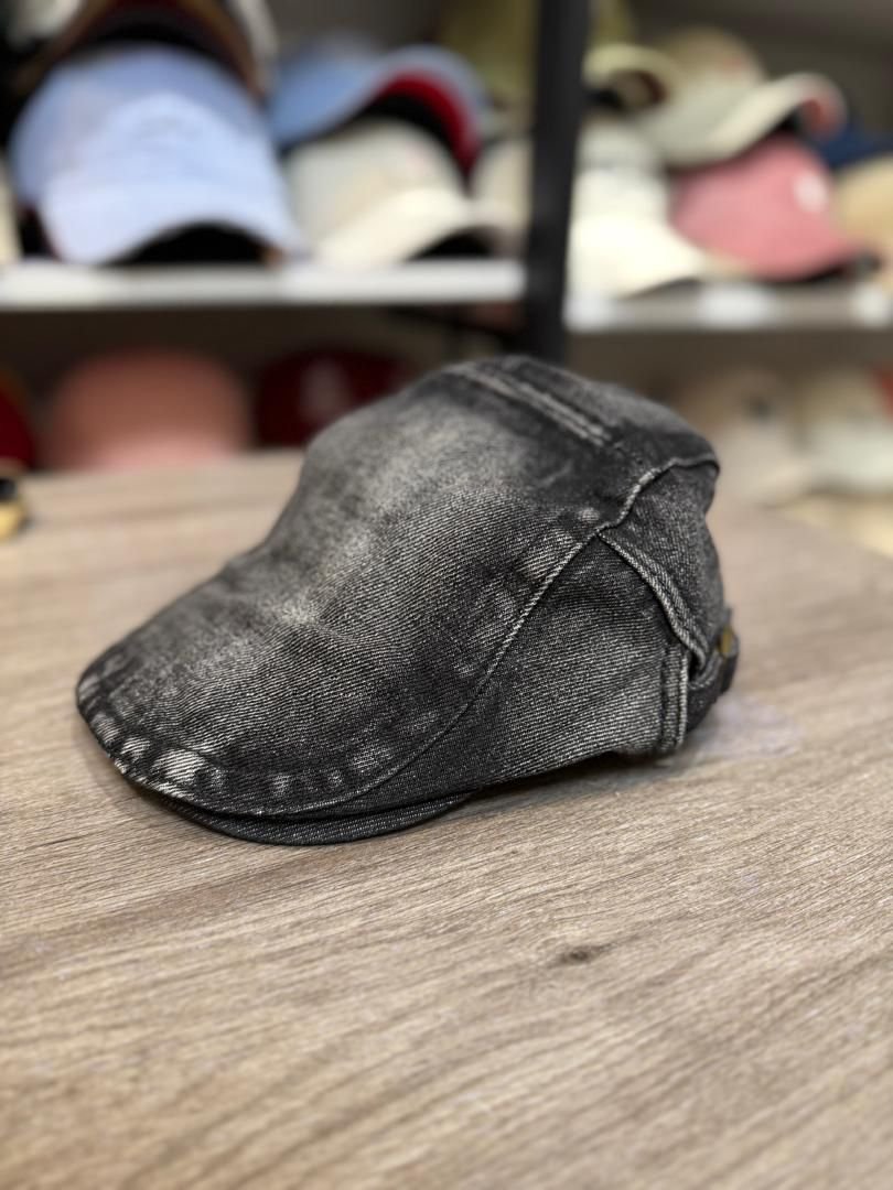 Men’s Washed Black Denim Newsboy Cap