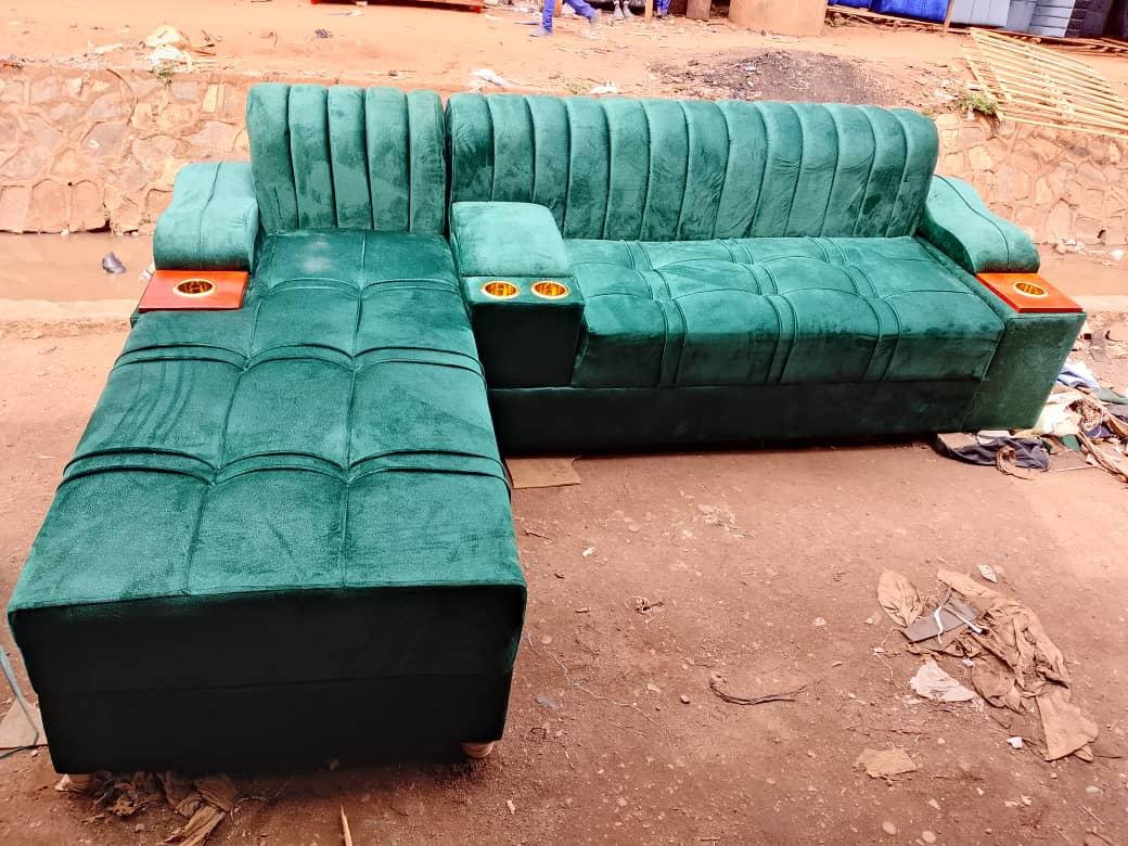 Green L sofa