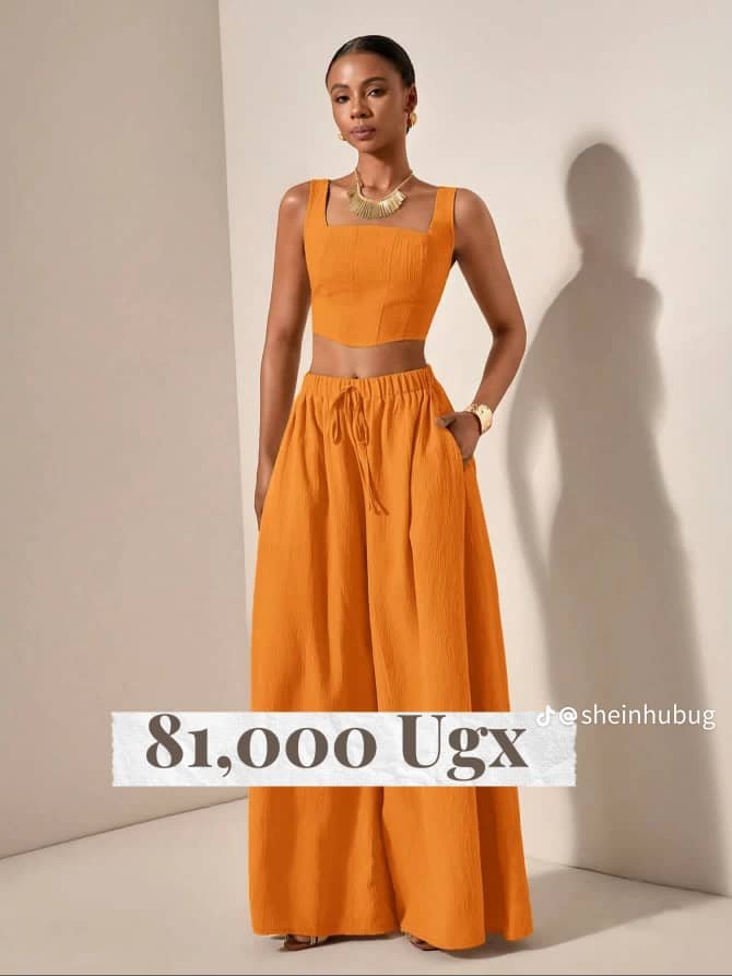 crop top and wide-leg trousers