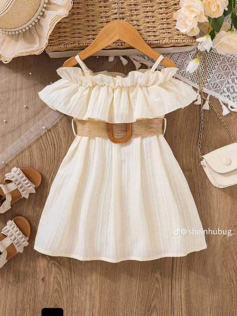 girl’s off-shoulder, fit-and-flare style dress